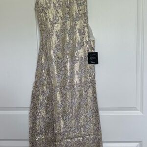 Lulu's Gold and Silver Sequin One Shoulder Sheath Dress